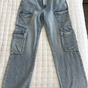 Altar'd State Women's Relaxed Denim Cargo Jeans